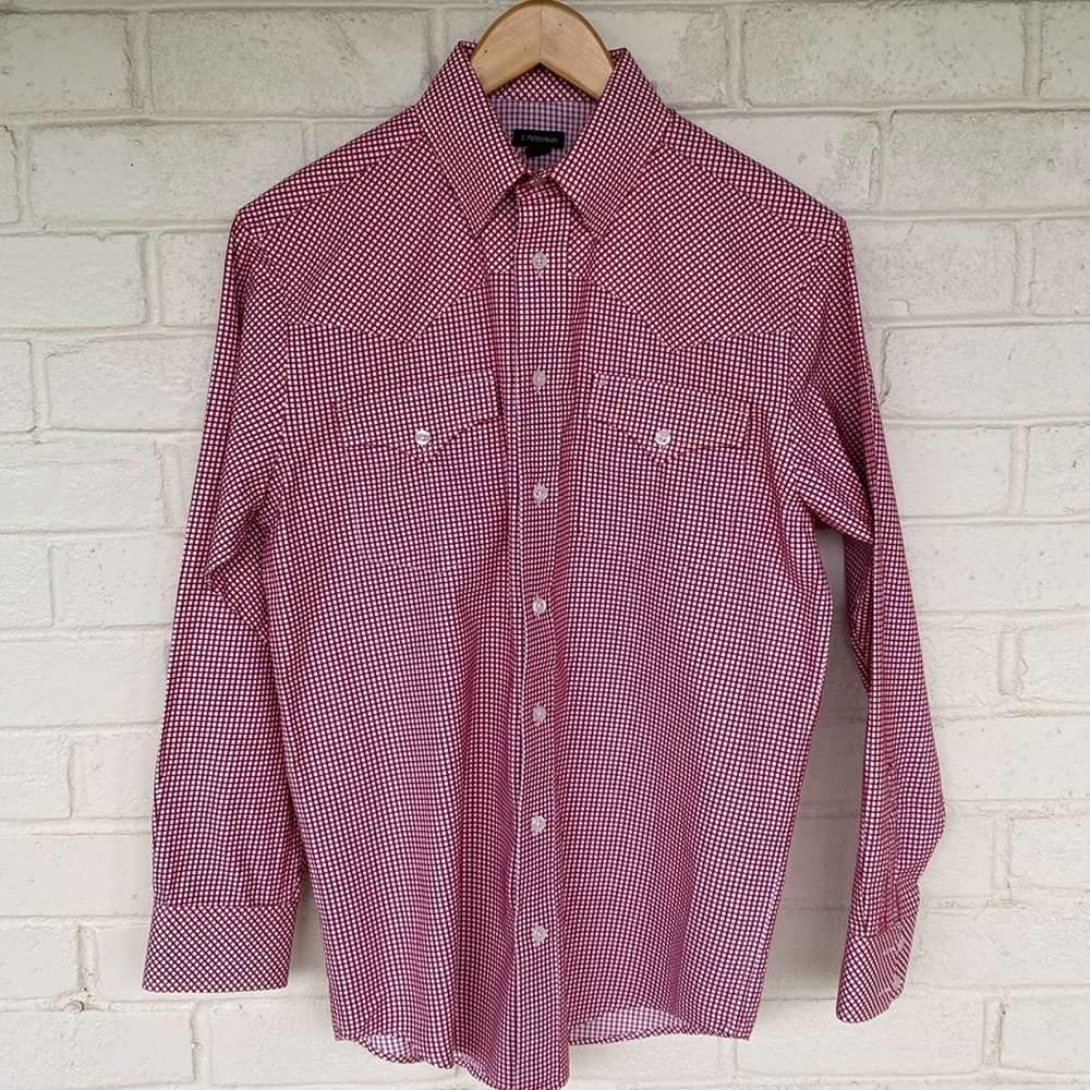 J. Peterman Red Check Western Button up Shirt